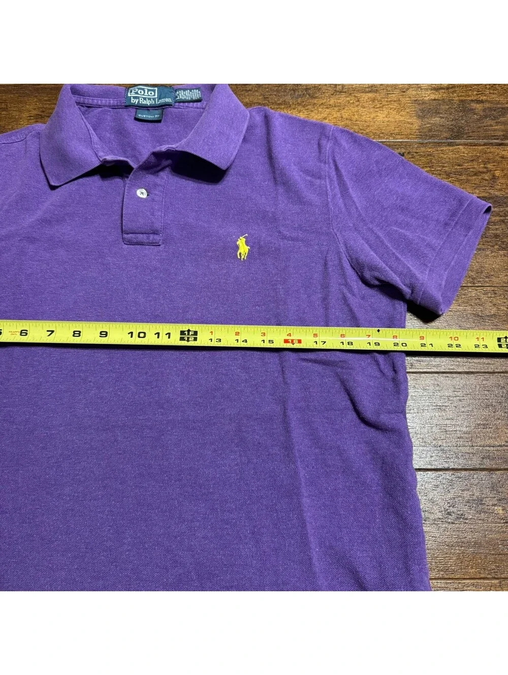 Ralph Lauren Custom Fit Polo shirt Purple Yellow Pony Size M (L)  Cotton Preppy